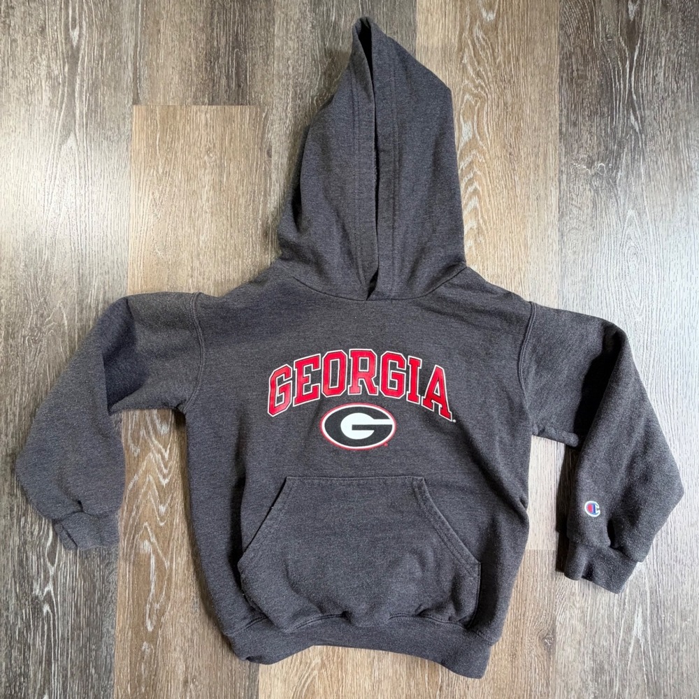 Champion Hoodie Youth Small 6-7 Gray Georgia Bulldogs NCAA Pullover Sweatshirt